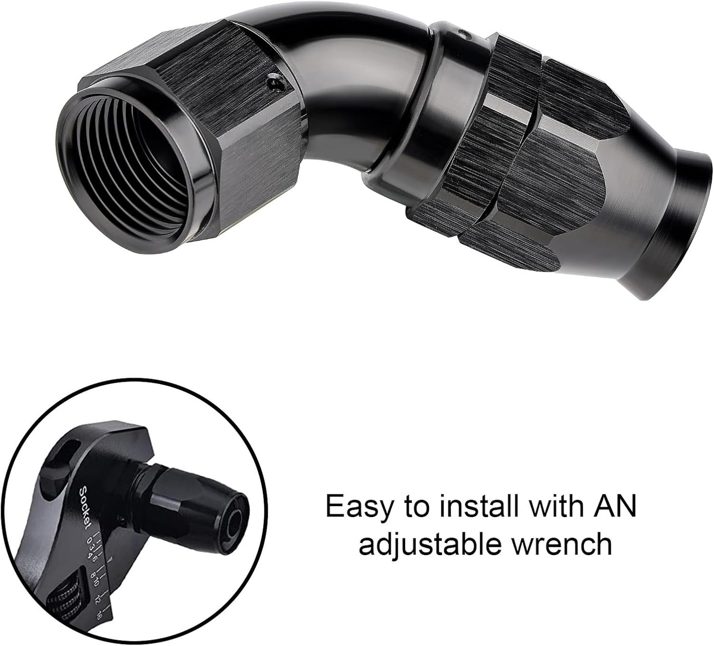 EVIL ENERGY 10AN 60 Degree PTFE One Piece Full Flow End Hose Fitting Aluminum Black