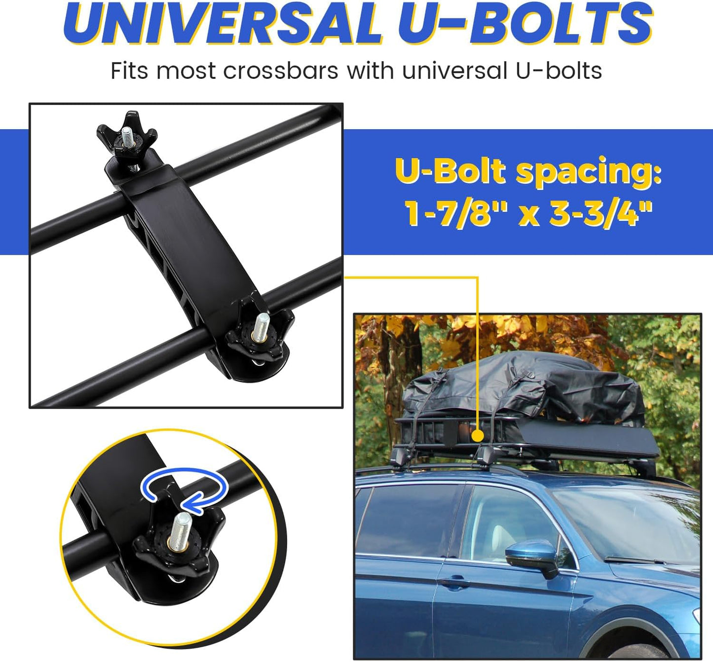 ECOTRIC 67" x 39" x 5.1'' Universal Roof Rack Cargo Carrier Basket with Extension Heavy Duty Steel Car SUV Top Luggage Storage Holder Basket for Travel 550LBS Weight Capacity