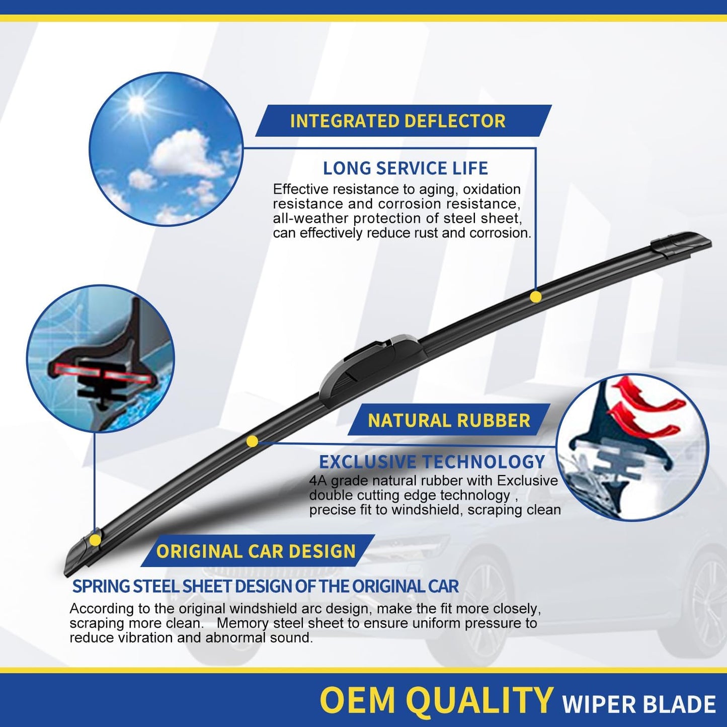 3 wipers Replacement for 2020 2021 2022 2023 Toyota highlander, Windshield Wiper Blades Original Equipment Replacement - 26"+18"+10" (Set of 3) J HOOK