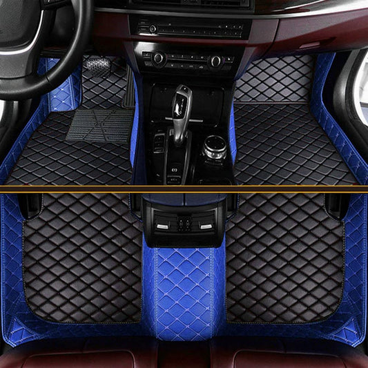 Customized Personalized car Floor mats, All-Weather Luxury car Floor mats, Waterproof and Anti Slip Leather car Floor mat Lining, 95% Customized car, Truck, and SUV Floor mats (Edge Blue)