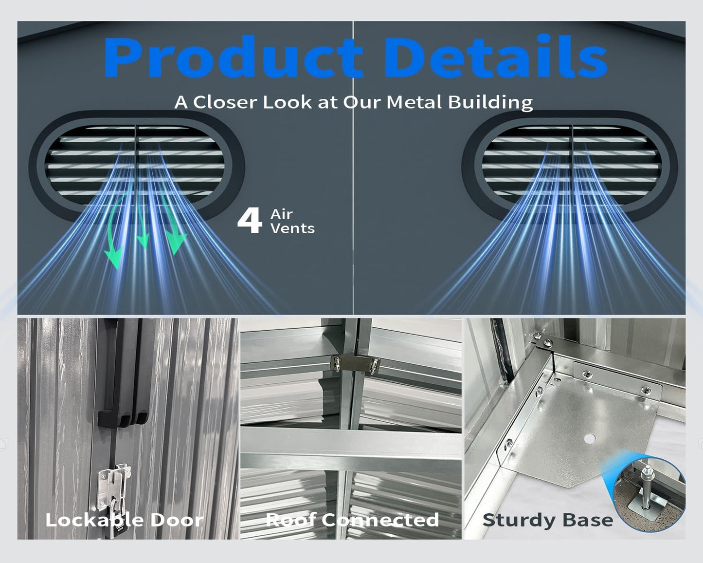 20 x 13 FT Outdoor Storage Shed, Large Metal Garden Tool Shed with 2 Lockable Doors, Outdoor Storage Building with 4 Air Vents, Garage House Waterproof for Car, Truck, Bike, Tool, Black