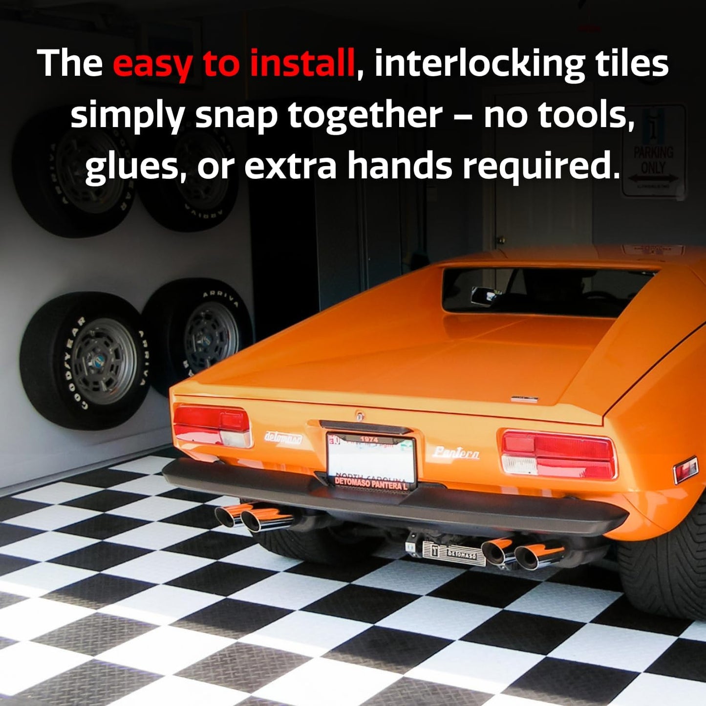 Big Floors RaceDeck Diamond Plate Design, Durable Interlocking Modular Garage Flooring Tile (Yellow, 24 Pack of 12 x 12" Tiles)