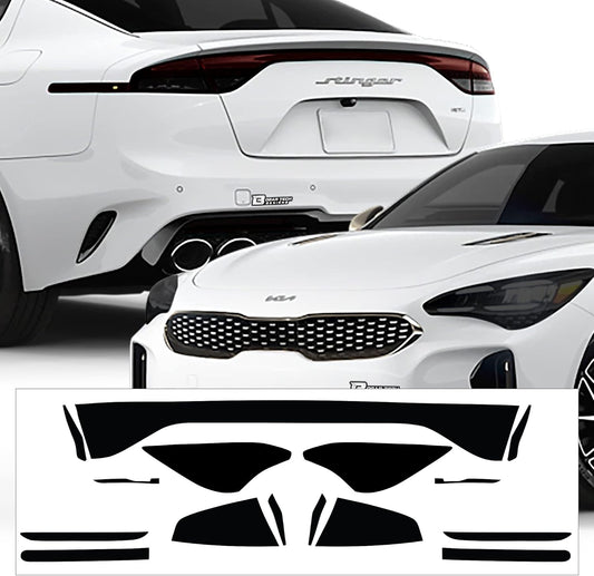 BOGAR TECH DESIGNS Precut for Kia Stinger 2022-2024 Full Headlight Taillight Tint Kit, Dark Smoke