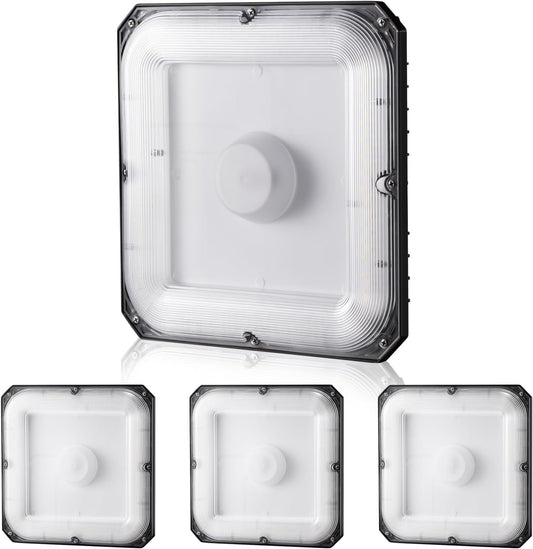 VEVOR 4 Pack LED Canopy Lights, 80W, 8800LM 5000K Daylight Commercial Industrial Outdoor Canopy Lights, 10.08"x10.08" Surface Mount Ceiling Lighting for Gas Station Warehouse Garage Street Shop, IP65