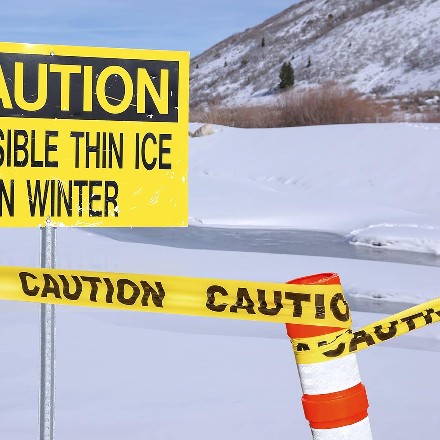 Goldblatt Caution Tape, 2 Pack Yellow Caution Tape Roll, 3 Inch x 1000 Feet, Warning Safety Tape with Bold Black Font for Construction Location/Hazardous Areas or Halloween Decorations