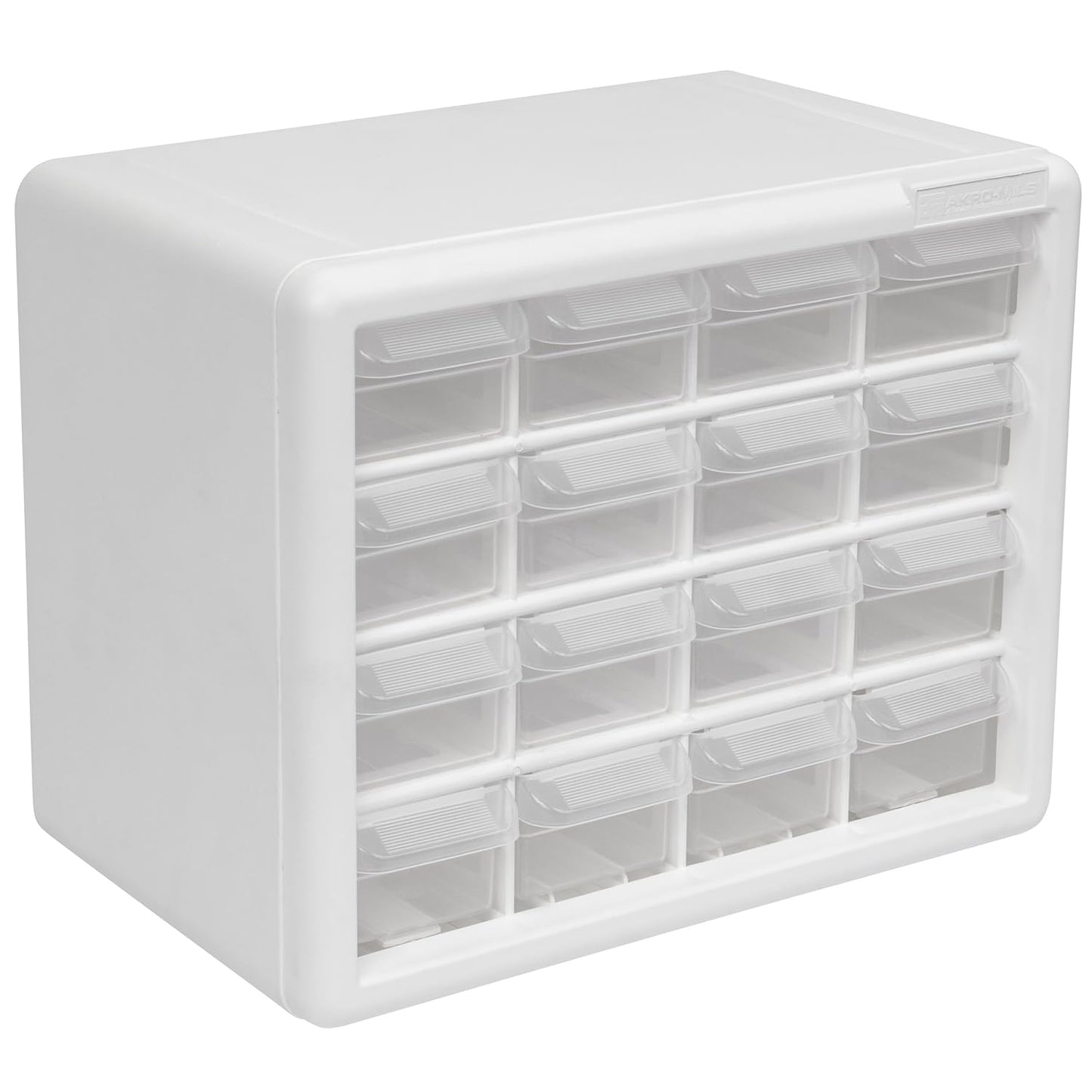 Akro-Mils 16-Drawer Plastic Drawer Storage Cabinet for Garage Organization, Beads, Makeup Organizer, Building Bricks Storage, Teacher Toolbox, 10-1/2-Inch W x 6-1/2-Inch D x 8-1/2-Inch H, 10116 White