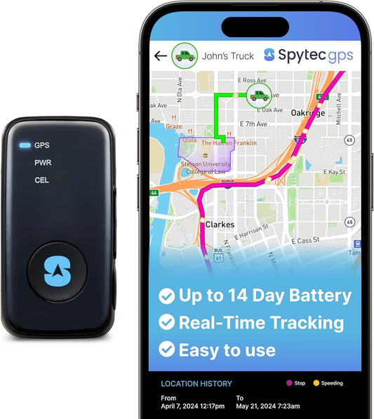 Spy Tec Mini GPS Smart Tracker for Vehicles, Cars, Trucks, Up to 14 Day Battery Life, Small GPS Tracking Device for Kids, Unlimited Updates, Worldwide Real-Time Tracking, USA Made Tech, Low Cost Plan