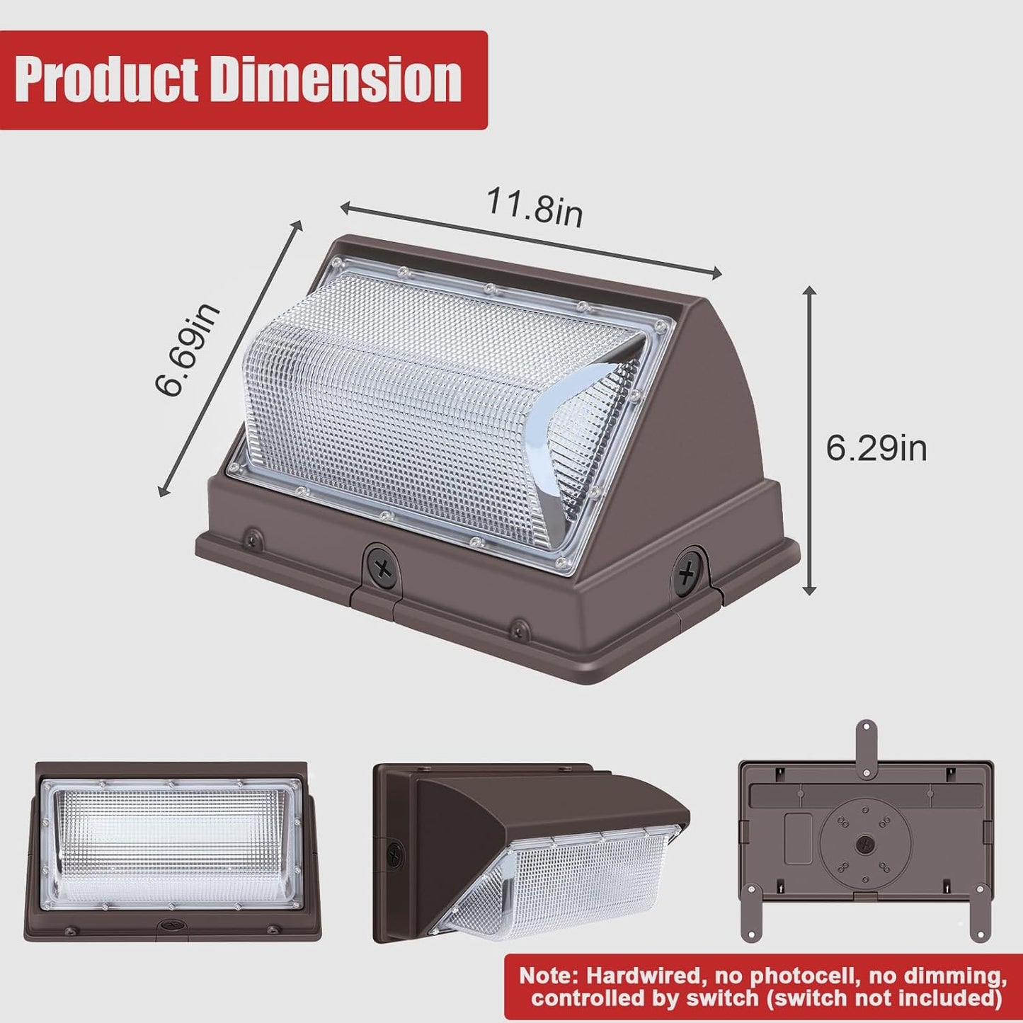 120W LED Wall Pack, 15840 Lumen Super Bright Outdoor Wallpack Lights, 5000K Waterproof Commercial Security Wall Mount Exterior Flood Lighting for House Yard Building Warehouse 4Pack