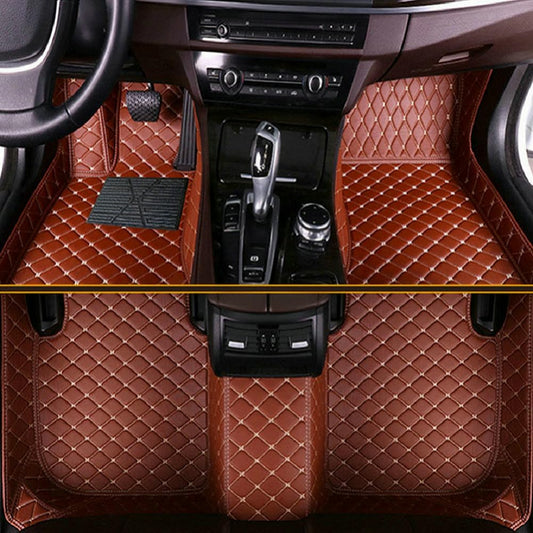 Customized Personalized car Floor mats, All-Weather Luxury car Floor mats, Waterproof and Anti Slip Leather car Floor mat Lining, 95% Customized car, Truck, and SUV Floor mats (Light Brown)