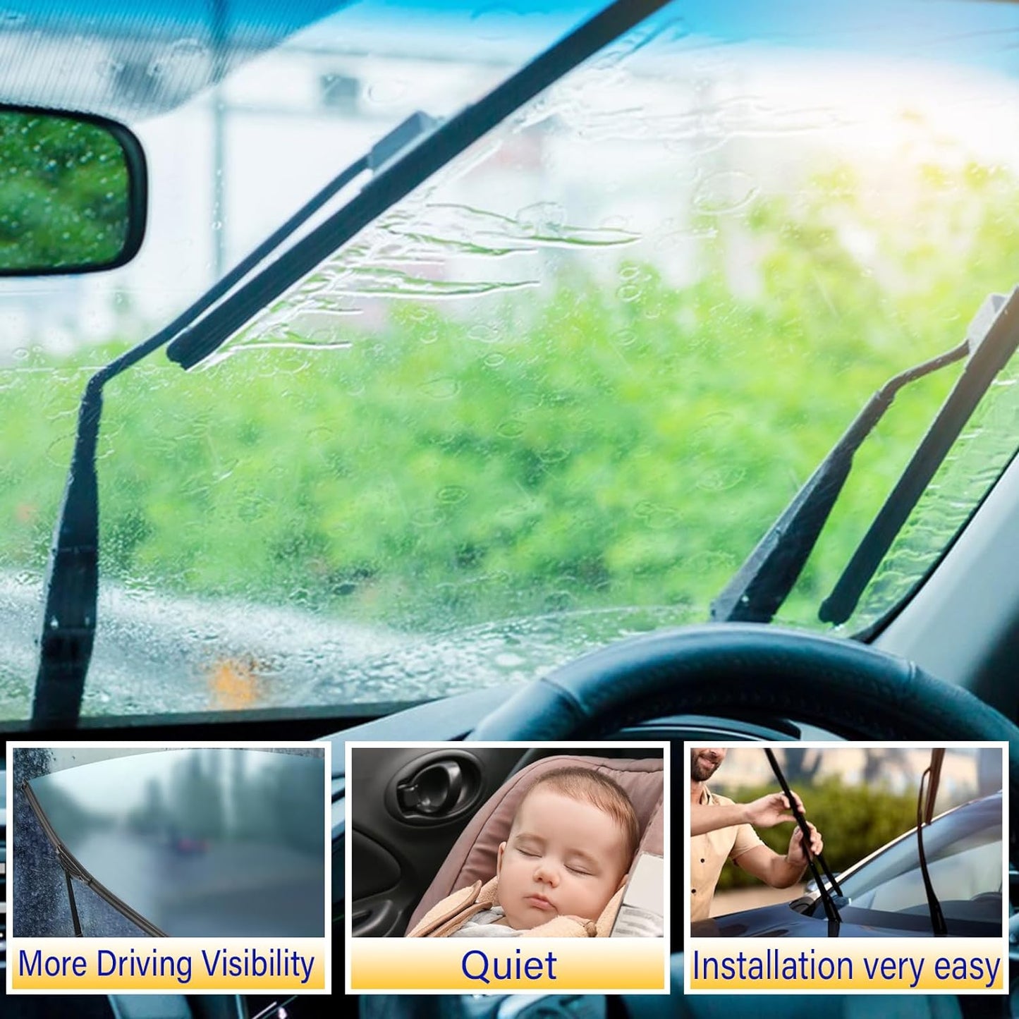 3 wipers Replacement for 2010-2022 Toyota 4Runner, Windshield Wiper Blades Original Equipment Replacement - 24"/20"/12" (Set of 3) U/J HOOK