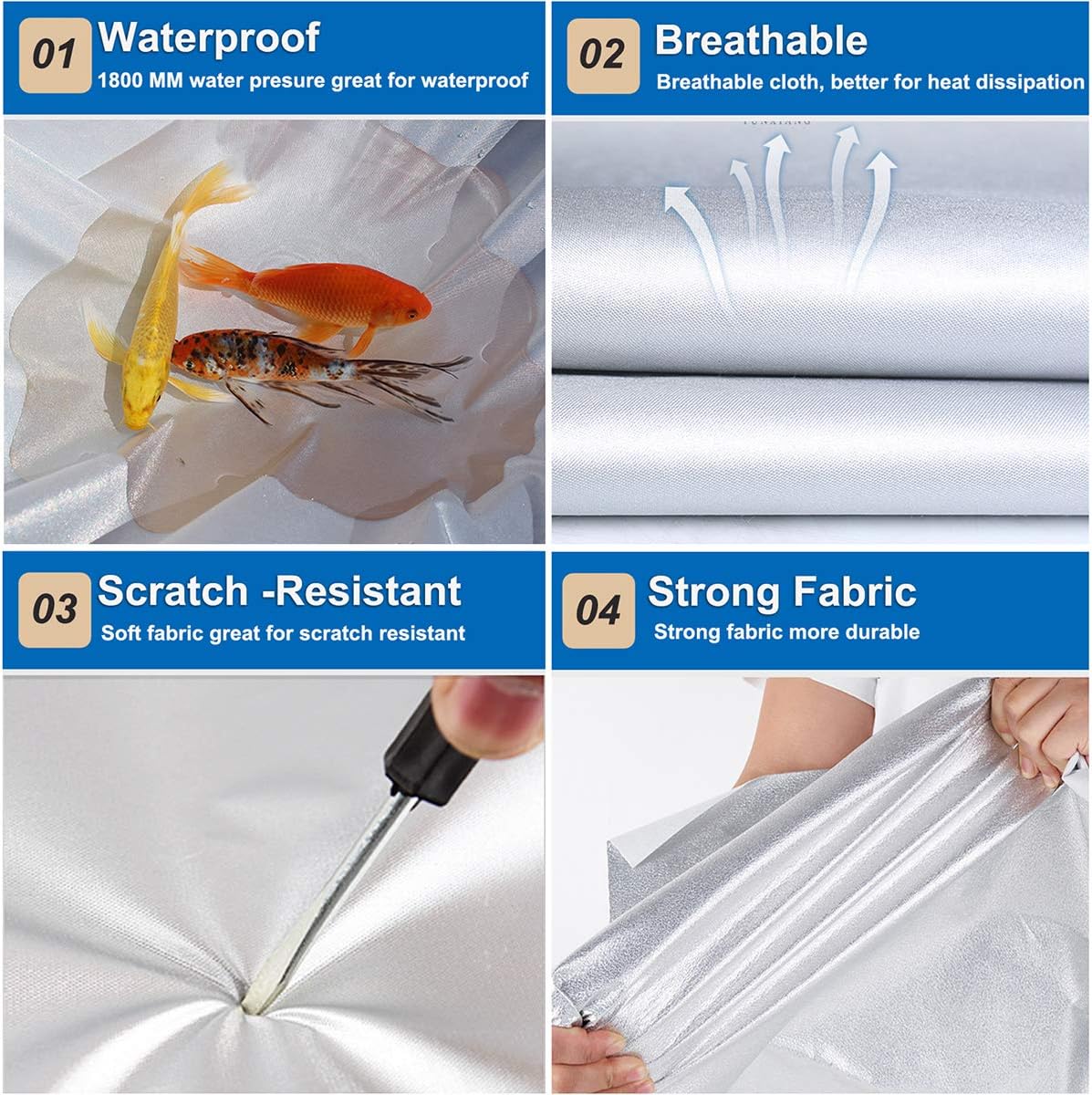 KouKou Oxford SUV Car Cover Custom Fit Toyota Highlander from 2007 to 2025, Waterproof All Weather with Zipper Door, Sun Rain Dust Snow Protection. (Ships from US Warehouse, Arrive Within 3-7 Days)