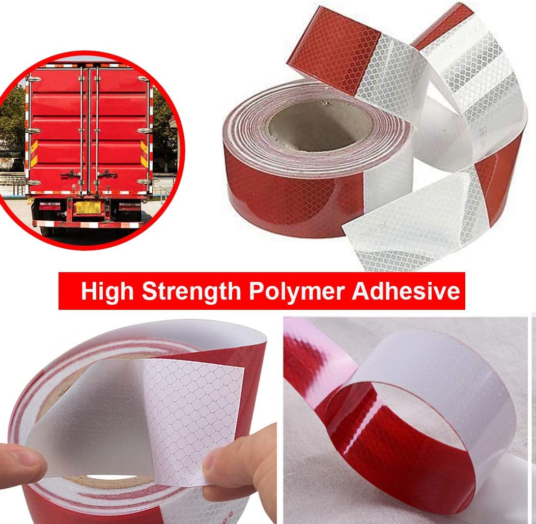 Waterproof Reflective Safety Tape Roll 2"X150' Feet Long Yellow Black DOT C2 Auto Truck Safety Reflector Strips Self-adhesive Conspicuous Safety Hazard Caution Warning Sticker for Vehicle Car TrailerW