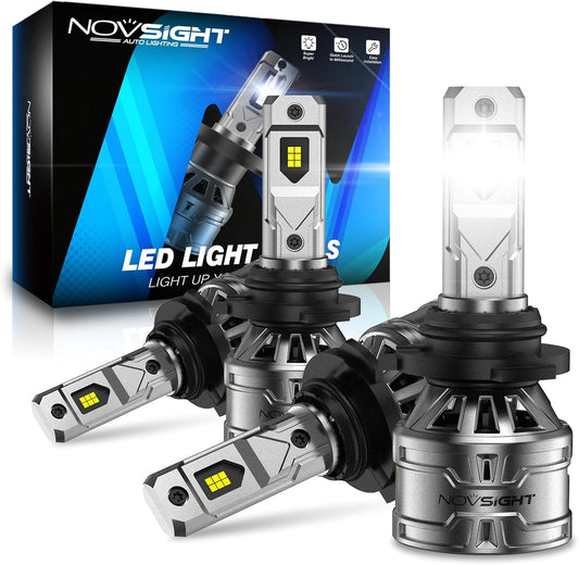 NOVSIGHT 9005 9006 Fog Bulbs - 50000LM Super Bright HB3 HB4 Fog Bulbs Combo with Cooling Fan, 3-Min Quick Installation, 6500K, Pack of 4