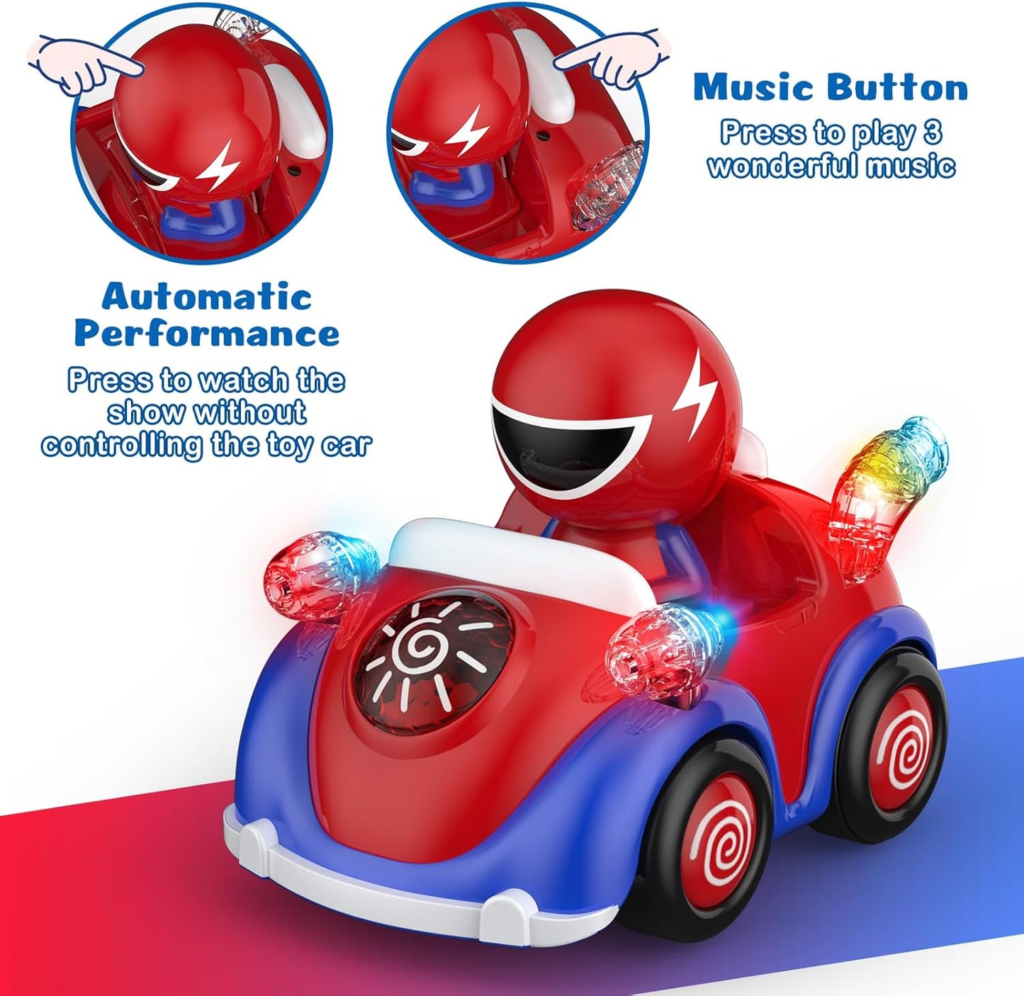 NQD Remote Control Car for Toddlers, RC Cars with Music and Lights, ABS Material RC Cartoon Race Car Toys for Kids Birthday Gifts for Boys Age 3-7