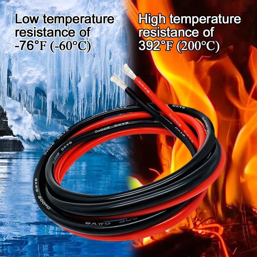 Jumper Cables alligator clips Compatible with Mil.waukee M18 18V Batteries, Silicone wire 8AWG 1.3FT Automotive Booster Cables for Jump Starting Tool Battery, Temperature resistance 392℉ 200℃