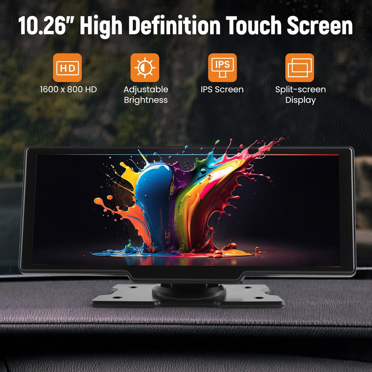 maXpeedingrods Car Stereo with Apple CarPlay & Android Auto, 10.26" Portable Car Radio with Front & Backup Camera, Audio Receiver, 2.5K Dash Cam, GPS Navigation, Mirror Link, Bluetooth