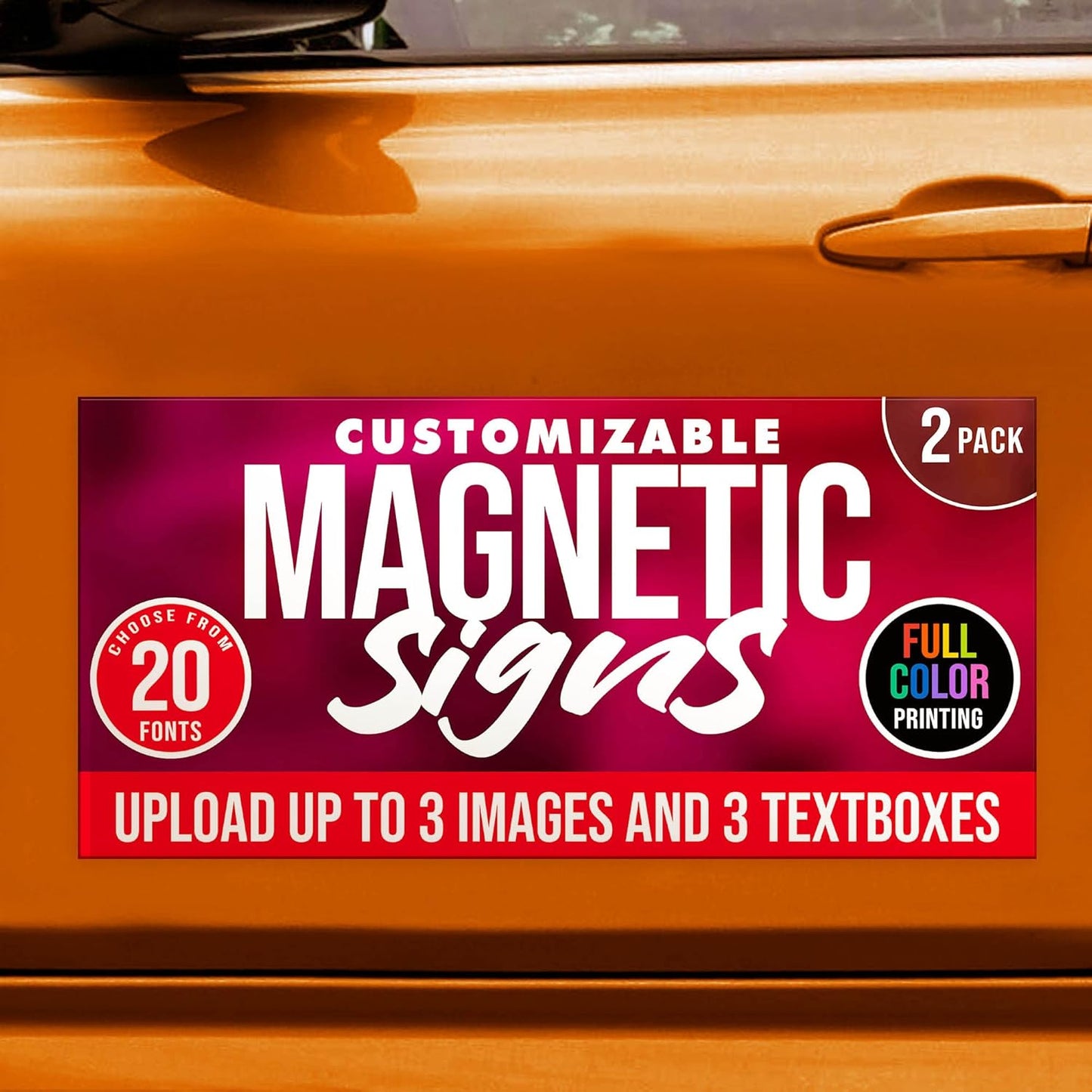 2 Pack, Personalized Magnetic Signs for Vehicles, Custom Car Magnets for Businesses, Customized Full Color Magnetic Truck Signs, 12x24 Car Magnet Signs (Design G)