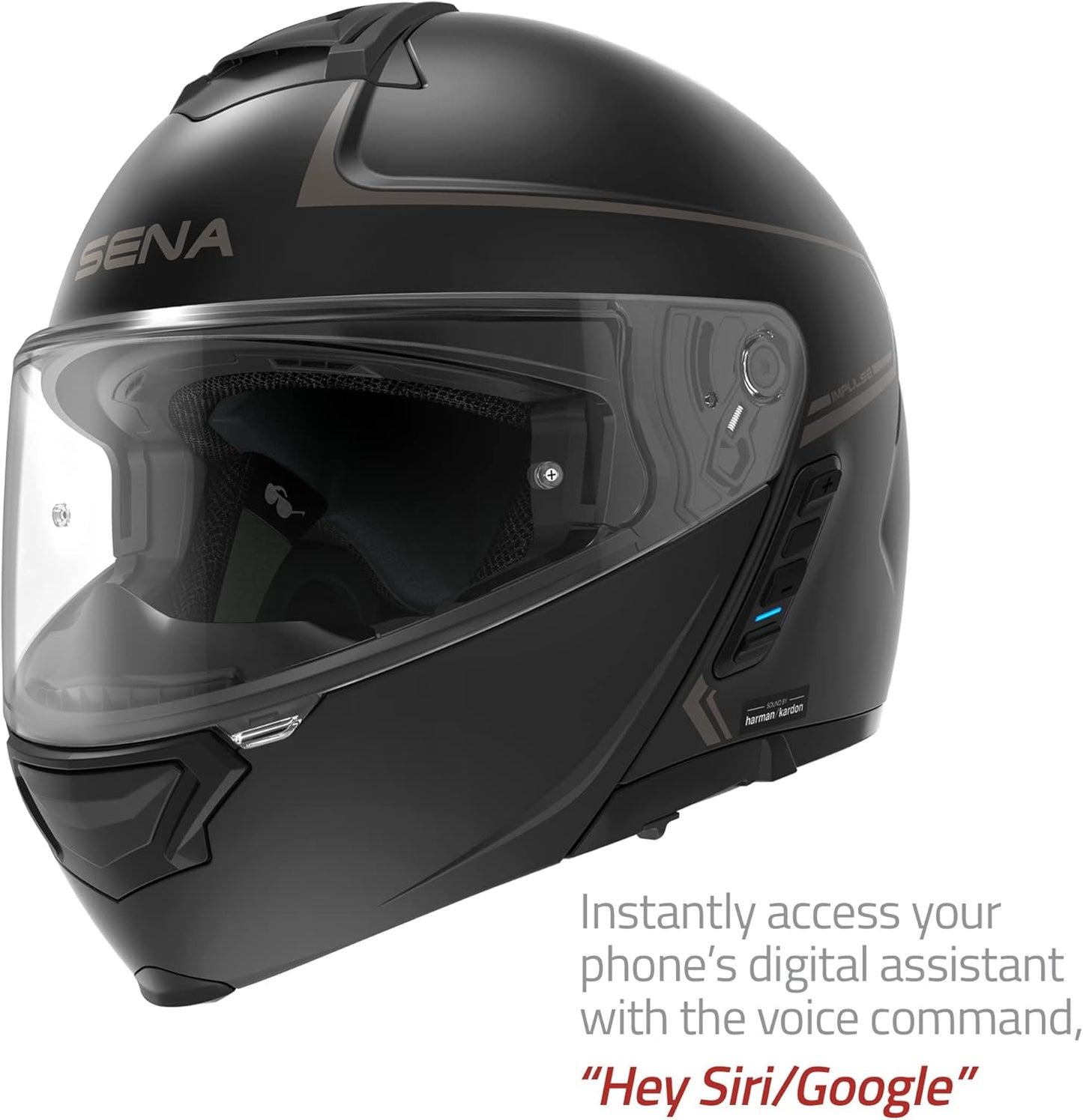 Sena Impulse DOT Flip Up Modular Bluetooth Helmet w/Sound by Harman Kardon Dual Visor Helmet with Integrated Mesh Intercom System / MP3 / Voice Dial (Matte Black, X-Large)