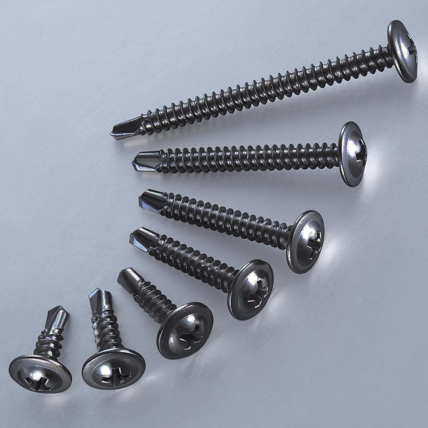 (150Pcs)#8×1-1/4” for Sheet Metal Self-Tapping Screws 410 Black Stainless Steel Truss Head High-Strength Quick Tapping