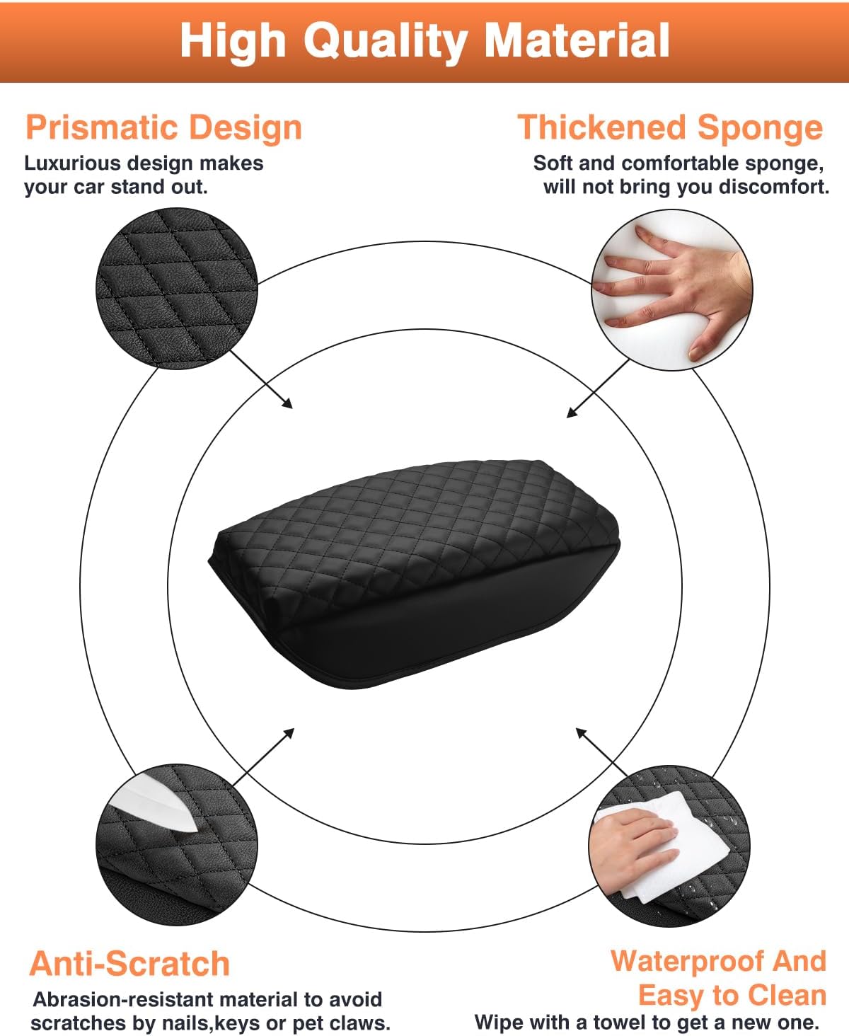 Shademax Center Console Cover for Ford Ranger 2024 2025 2026 Accessories, Ranger Armrest Cover Cushion Pad Middle Console Cover Armrest Seat Box Protector PU Leather Anti-Scratch Black