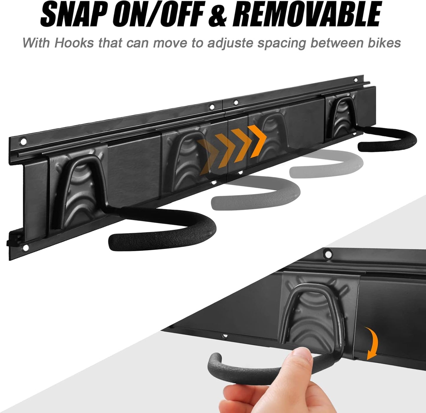 Bike Storage Rack Wall Mount Garage Hanger for 2 Bicycles & 1 Helmets, Adjustable Bike Rack Holds Up to 100Lbs