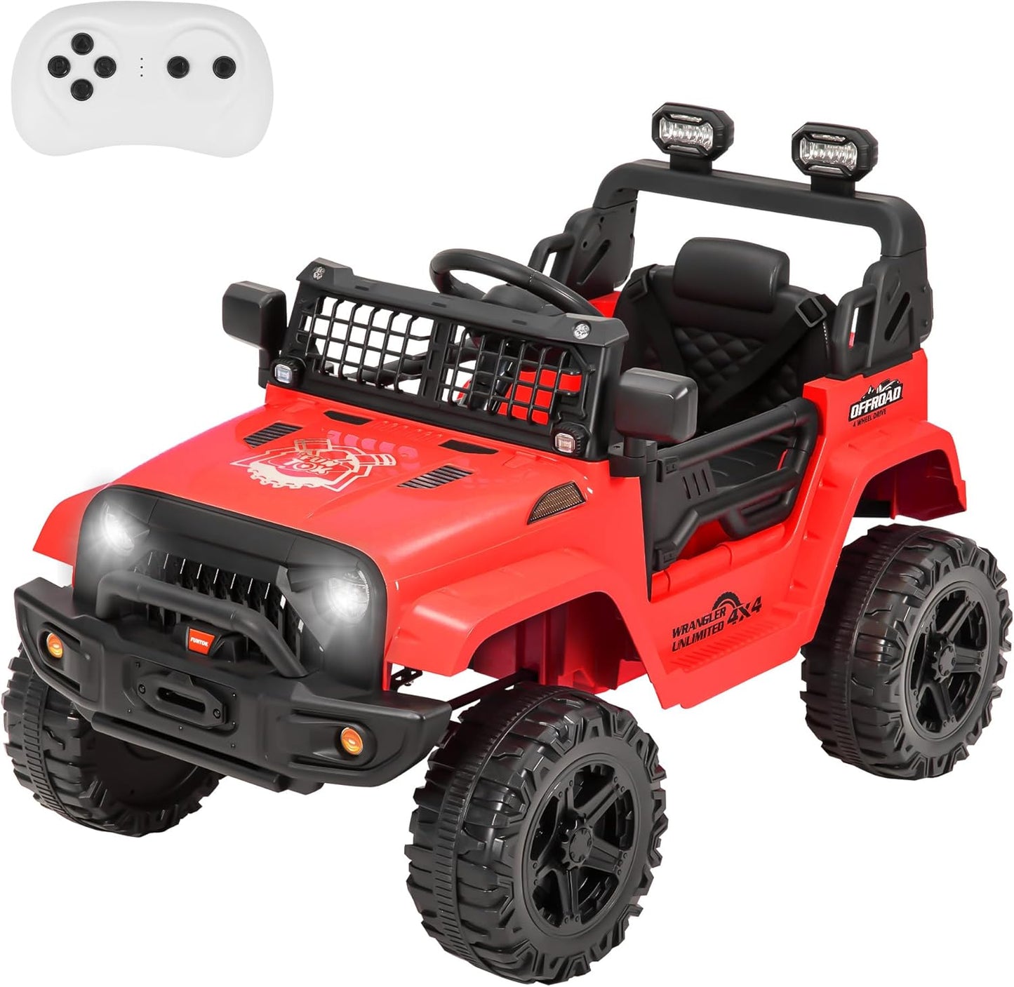 12V Ride On Truck for Kids, Electric Cars for Toddlers w/Remote Control, Soft Start, LED Lights, Horn, Radio, USB/AUX/MP3, Battery Powered Cars for Kids to Drive (Red)