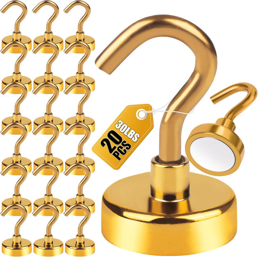 DIYMAG Magnetic Hooks, 30Lbs Strong Heavy Duty Cruise Magnet S-Hook for Classroom, Fridge, Hanging, Cabins, Grill, Kitchen, Garage, Workplace and Office Etc, (20 Pack-Yellow)