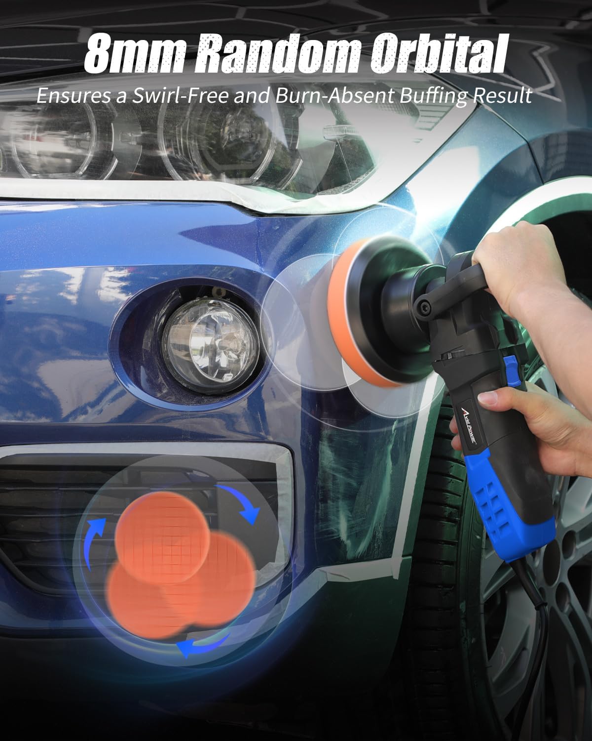 AVID POWER Buffer Polisher, 6-inch Dual Action/DA Polisher for Car Detailing, Random Orbital Car Buffer Polisher Waxer Kit with Variable Speed & 3 Polishing Pads-Blue