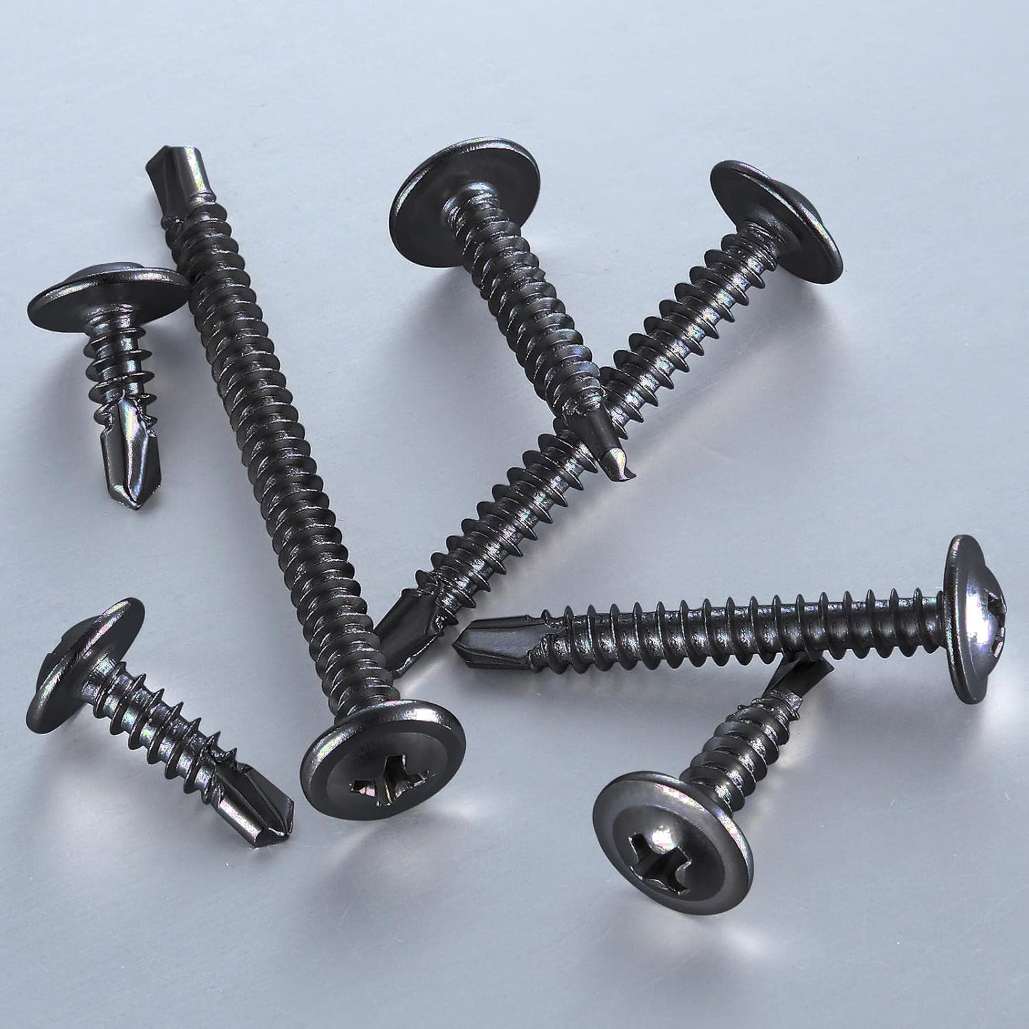 (400Pcs)#8×1/2” for Sheet Metal Self-Tapping Screws 410 Black Stainless Steel Truss Head High-Strength Quick Tapping
