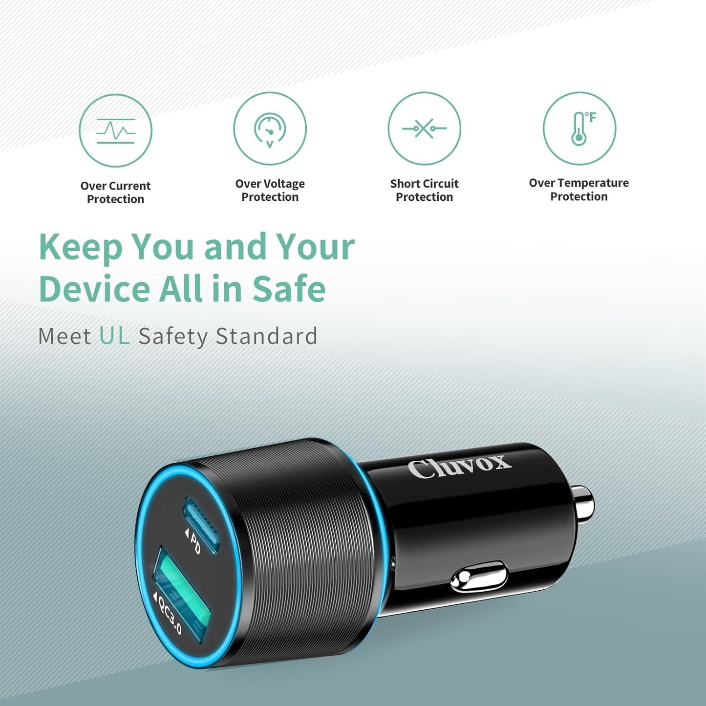 Cluvox 5 Pack USB C Car Charger, 38W Fast Charging for iPhone 16 Pro Max/Plus/16 SE/15/14/13, Samsung Galaxy S25 Ultra/S24/S23/A16/A15/A55, Google Pixel 9, 12V Type C Cigarette Lighter USB Charger