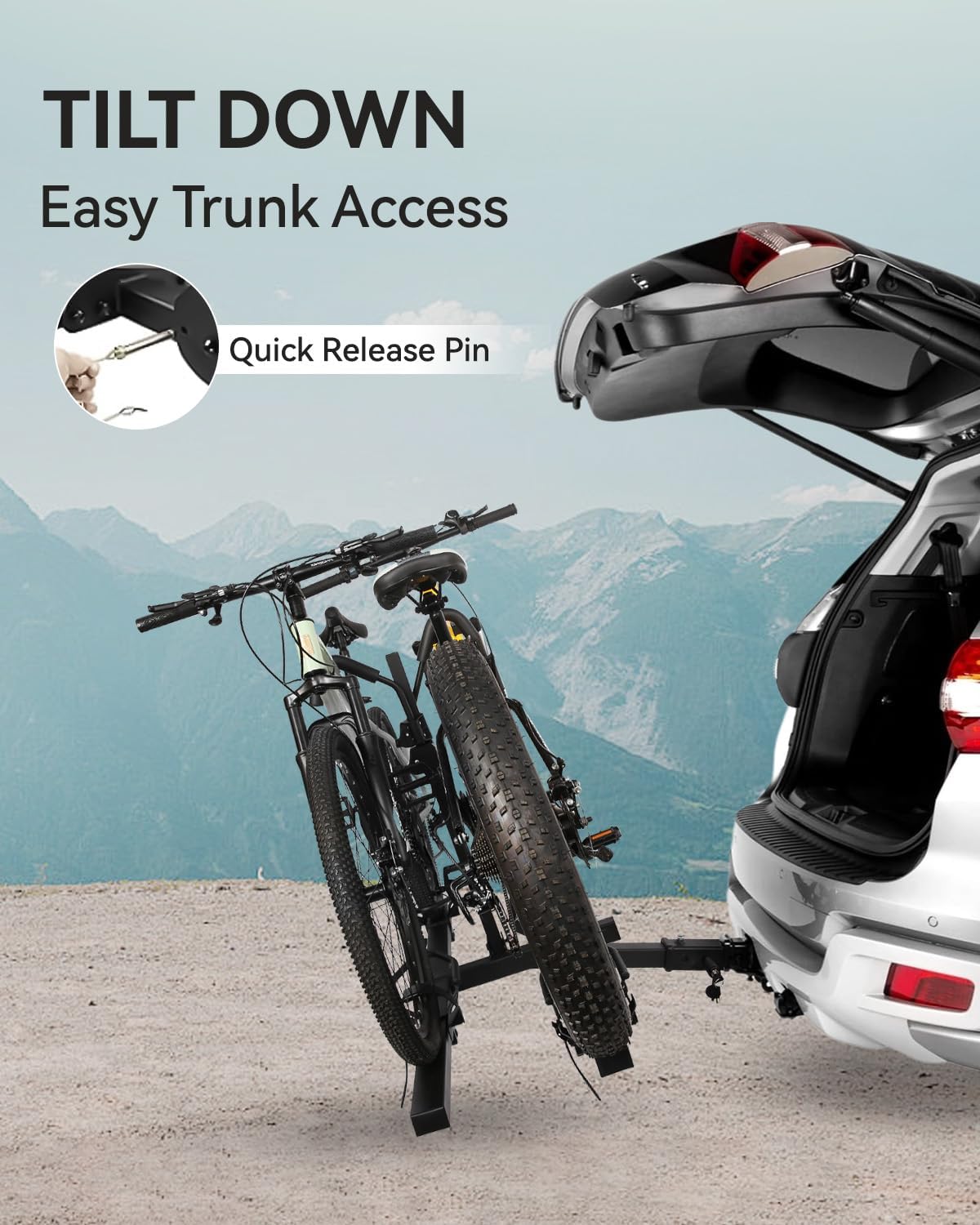 Ebike Racks for Tow Hitch with Lock, 2 Bike Rack for Car Truck SUV RV Trailer, Hitch Bike Rack for Fat Tire, Mountain Bikes, Electric Bikes, EMTB and Standard Bicycles - 200 lbs Capacity