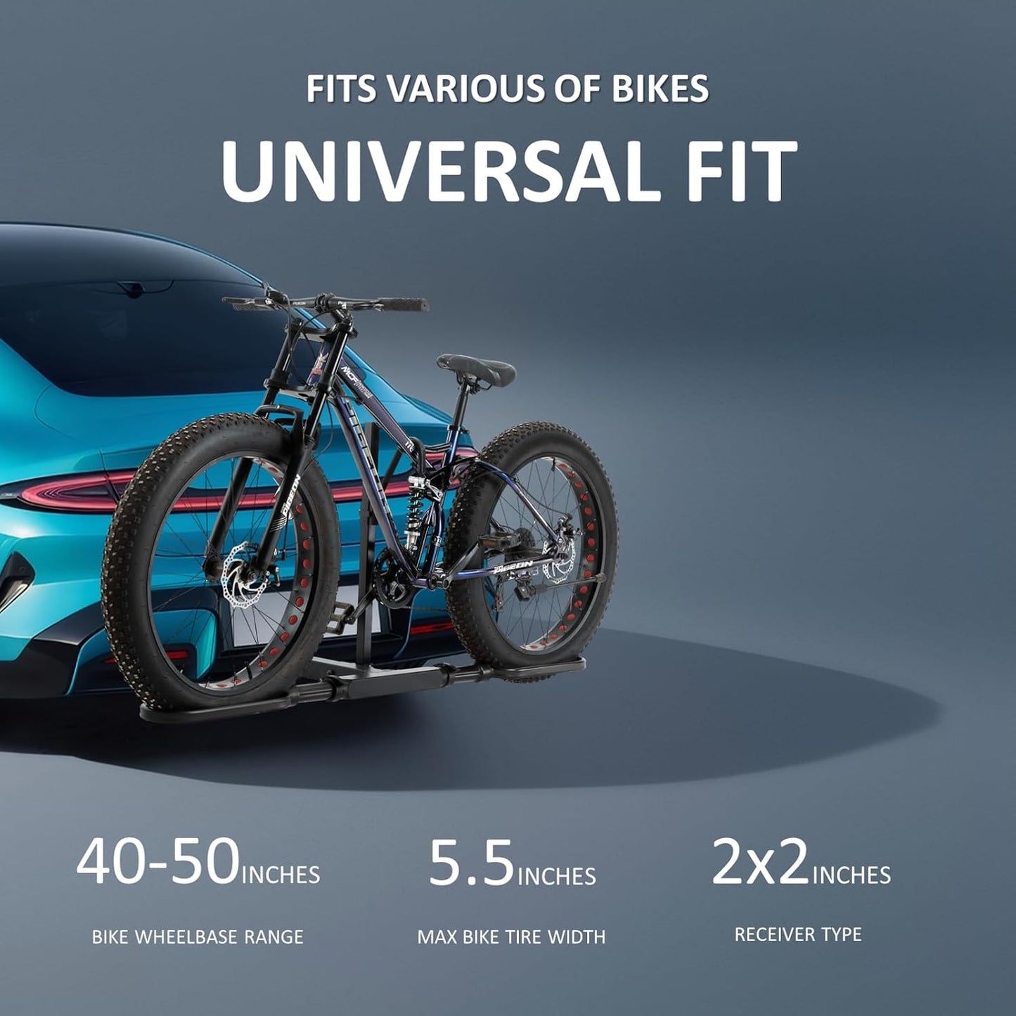 Trailer Hitch Bike Rack for Car 1 Bike, E Bike Carrier Hitch Mount, Fat-Tire Ebike Rack for Tow Hitch, Fits 2" Inch Receiver for SUV Truck Van (1 Bike - 120 Lbs Cap - Black)