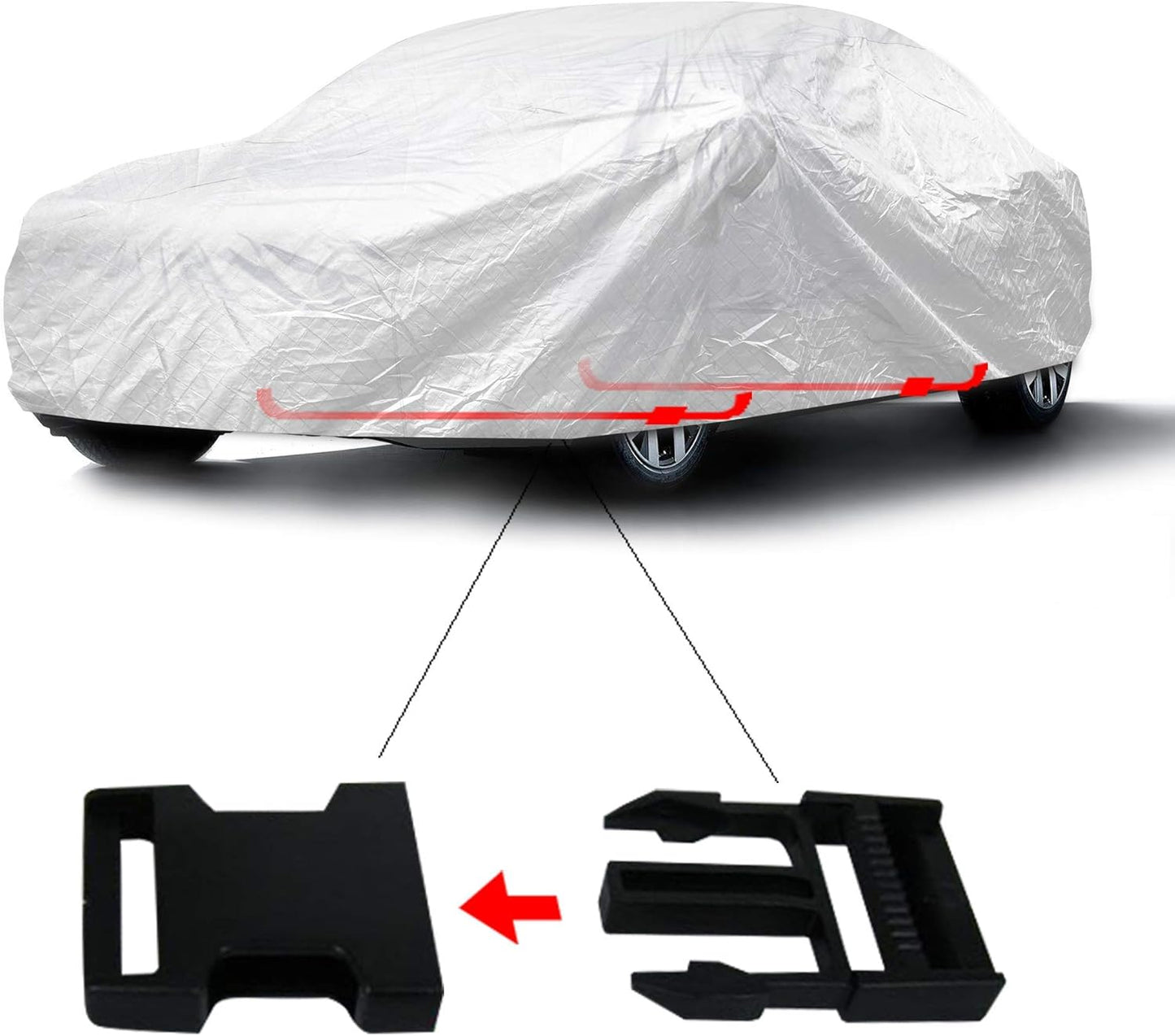 Sojoy Car Covers All Weather Waterproof Car Covers Soft Aluminum Car Cover for Automobiles,Dustproof/Snowproof/Windproof/Scratchproof/UV Protection Sedan Covers with Storage Bag 177"-215" (XXL)