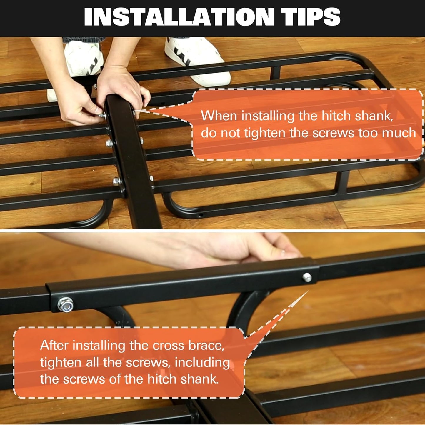 WEIZE Folding Hitch Mount Cargo Carrier Basket 53" X 19" + Waterproof Cargo Bag, Hauling Weight Capacity of 500 Lbs fit on 2 Inch Receiver, with Hitch Stabilizer, Net and Straps