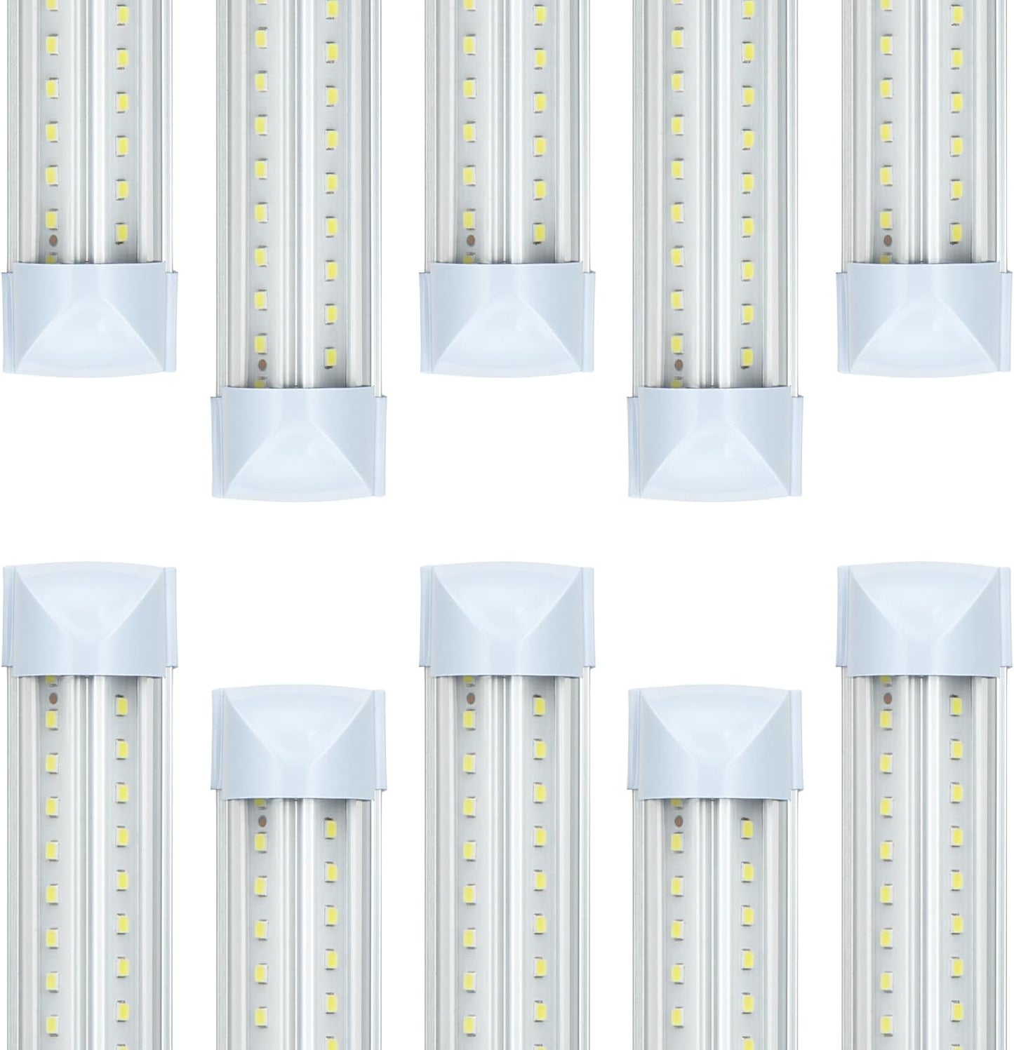 10 Pack 8FT T8 LED Shop Lights, 100W Integrated Tube Light, 19200LM 6000-6500K Daylight, Linkable Lighting, Plug & Play Energy-Saving Commercial Bay Lighting Garage Warehouse Basement (V2)