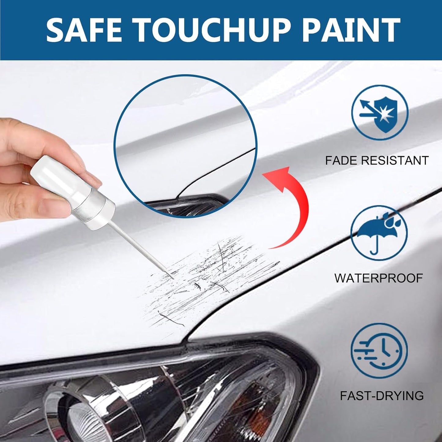 Summit White(GAZ/WA8624) Touch Up Paint for Chevrolet-Exact Match 2 in 1 touchup Paint Pen for Chips and Nicks Repair Car Paint Scratch Repair Kit