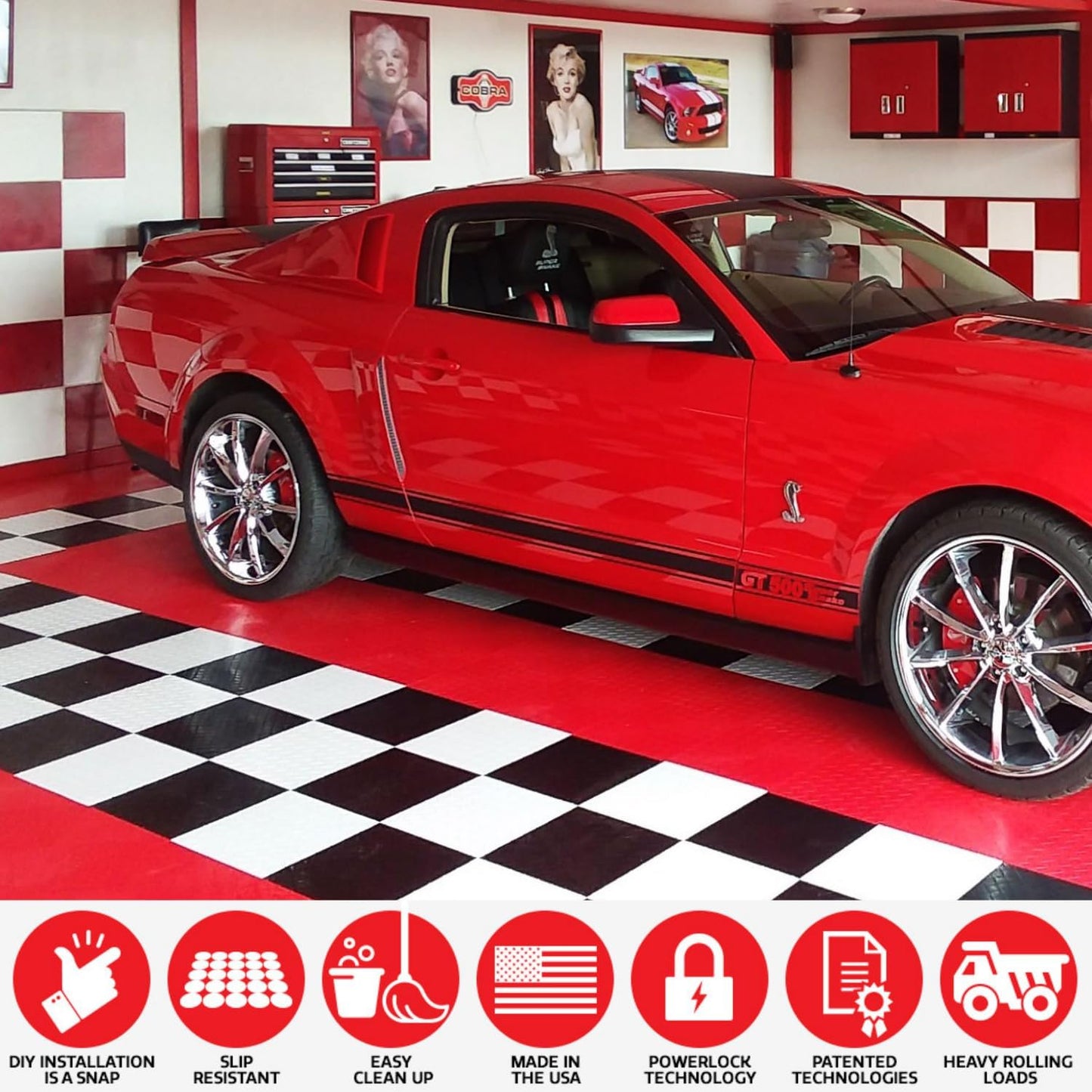 Big Floors RaceDeck Diamond Plate Design, Durable Interlocking Modular Garage Flooring Tile (Purple, 24 Pack of 12 x 12" Tiles)