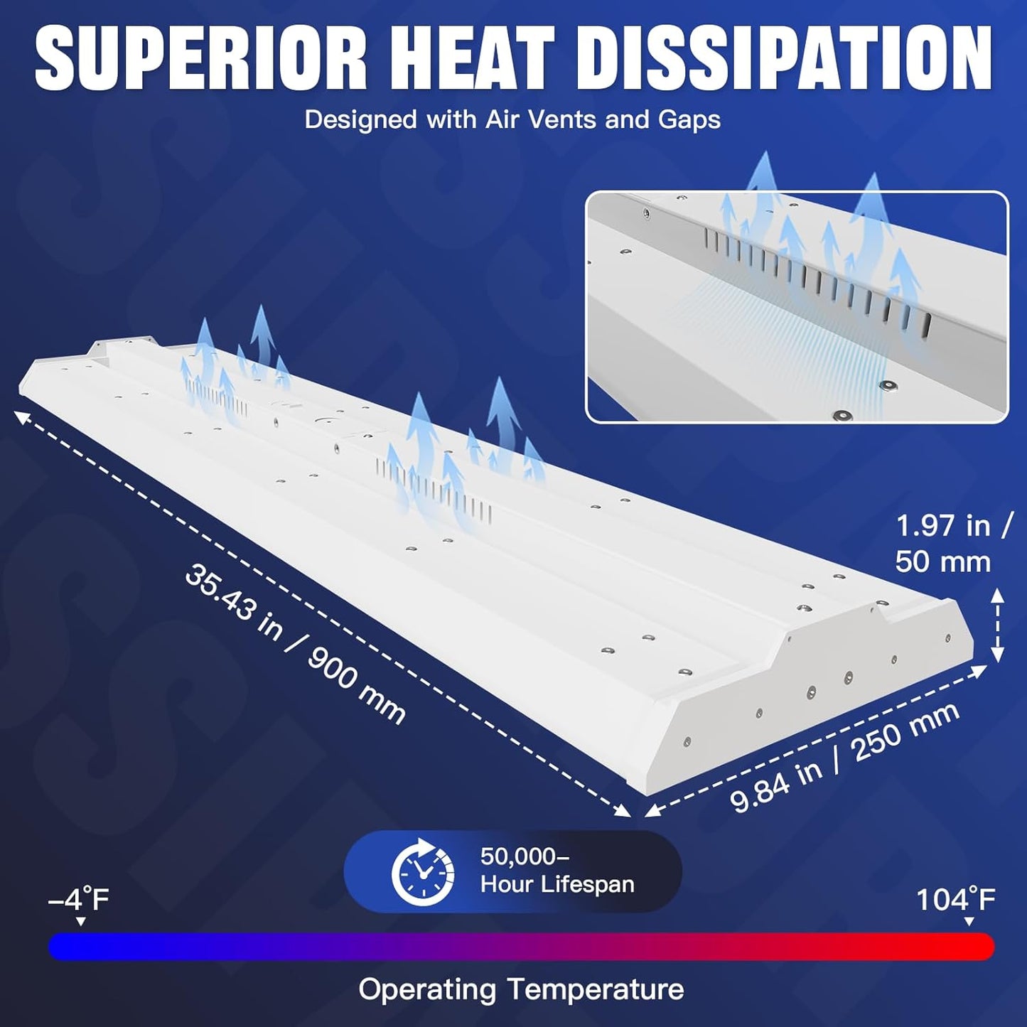 JTT 300/240/200W LED Linear High Bay Light, 45000LM Linear High Bay Shop Light Commercial 120-277V, 4/5000K Lights Shop Workshop Store Commercial Supermarket Warehouse Basement, 1-Pack ETL
