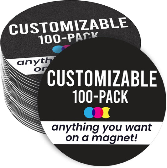 Magnet Me Up Customizable 30 Mil Round Magnet- 5”, 100 PK Weatherproof Car Magnet for Businesses, Sports Teams, Fundraiser, Personal Expression- Custom Text & Logo- Strong Magnetic Vinyl for Vehicles