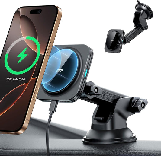 ESR for MagSafe Car Mount Charger, for Magsafe Car Charger, Dashboard/Windshield Magnetic Wireless Phone Charging, 360° Rotation, Magnetic Car Phone Holder for iPhone 16/15/14/13/12, S25,Fast Charging
