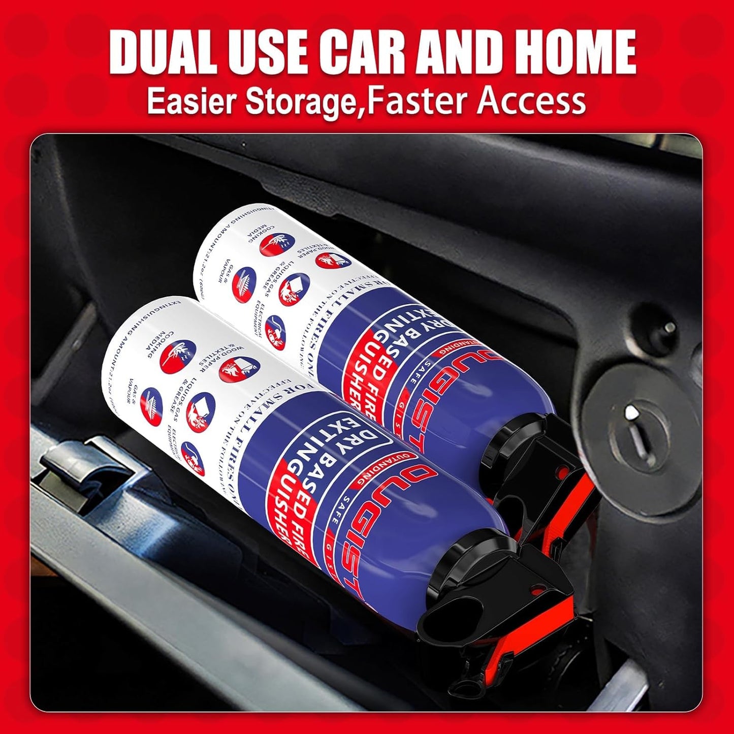 Fire Extinguisher for Home & Vehicle - 600g Fire Extinguisher | Grease & Electrical Fire Extinguisher for Kitchen, Car, Portable (2-Pack)