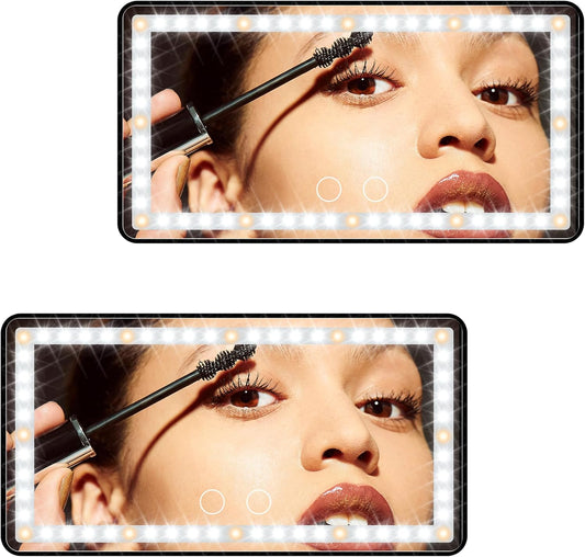 Car Sun Visor Vanity Mirror with Lights, 2 Pcs Rechargeable Car Makeup Mirror Accessories, Birthday Gifts for Women Girl, 3 Light Modes, Dimmable Touch Led Screen, Universal for Car Truck