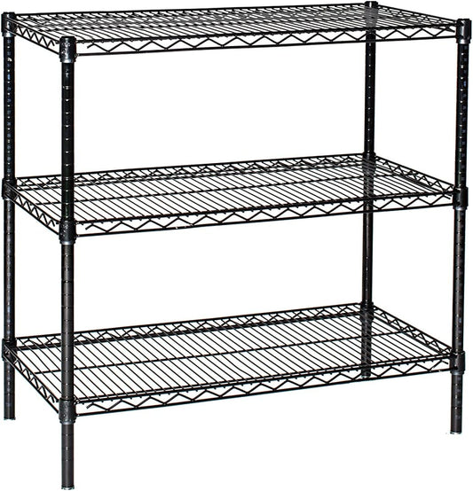 Omega 18" Deep x 48" Wide x 63" High 3 Tier Black Starter Shelving Unit