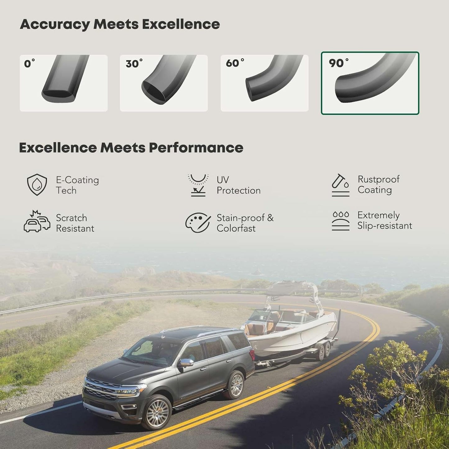 YHTAUTO 3 Inch Running Boards Side Steps Compatible with Chevy Silverado & GMC Sierra 1500/2500 HD/3500 HD 2019-2024, Crew Cab, Round Carbon Steel Black Powder, Truck Cab Side Step Rails