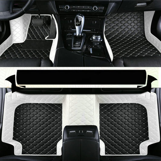 Customized Personalized car Floor mats, All-Weather Luxury car Floor mats, Waterproof and Anti Slip Leather car Floor mat Lining, 95% Customized car, Truck, and SUV Floor mats (Edge White)
