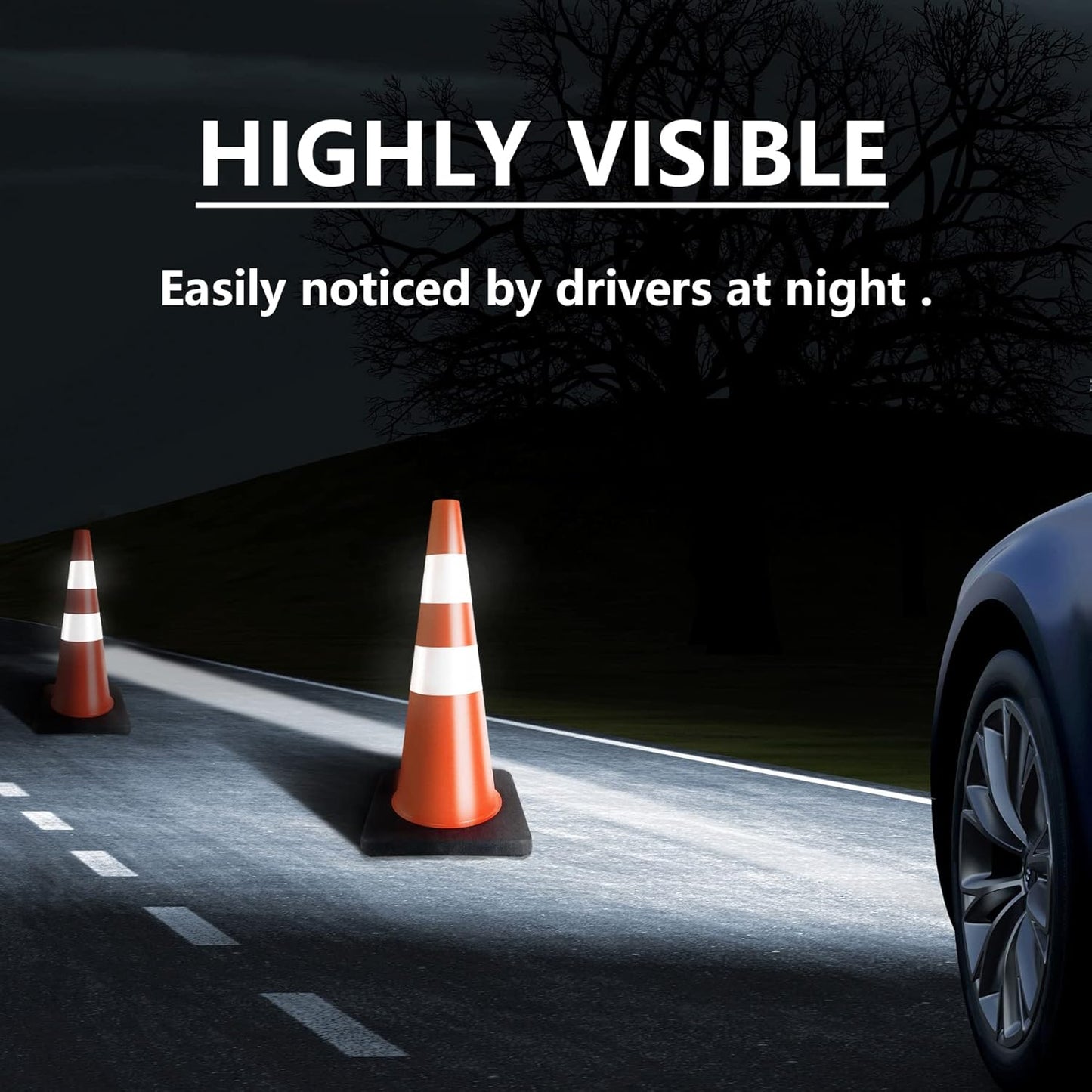 Traffic Cones 28 inch Orange 8 Pack Heavy Duty Safety Cones with Reflective Collars Fit Parking Lot,Driveway Road Traffic Control Construction Cones