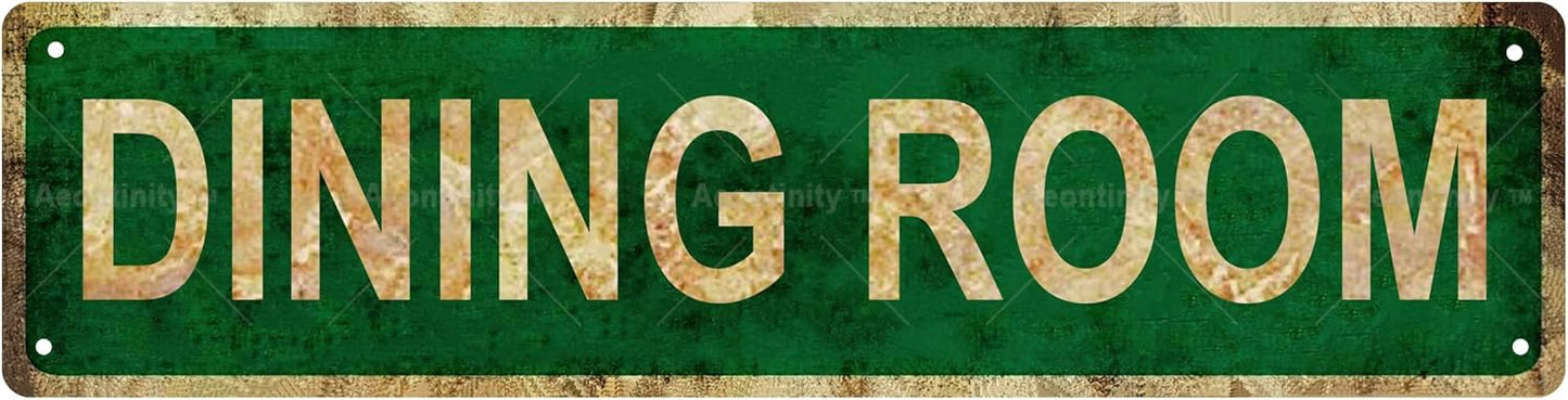 DINING ROOM Non-Embossed Vintage Metal Tin Street Sign Bar Cafe Garage Cave Home Room Wall Bathroom Farmhouse Garden Porch Patio Decor, 16 x 4 Inch