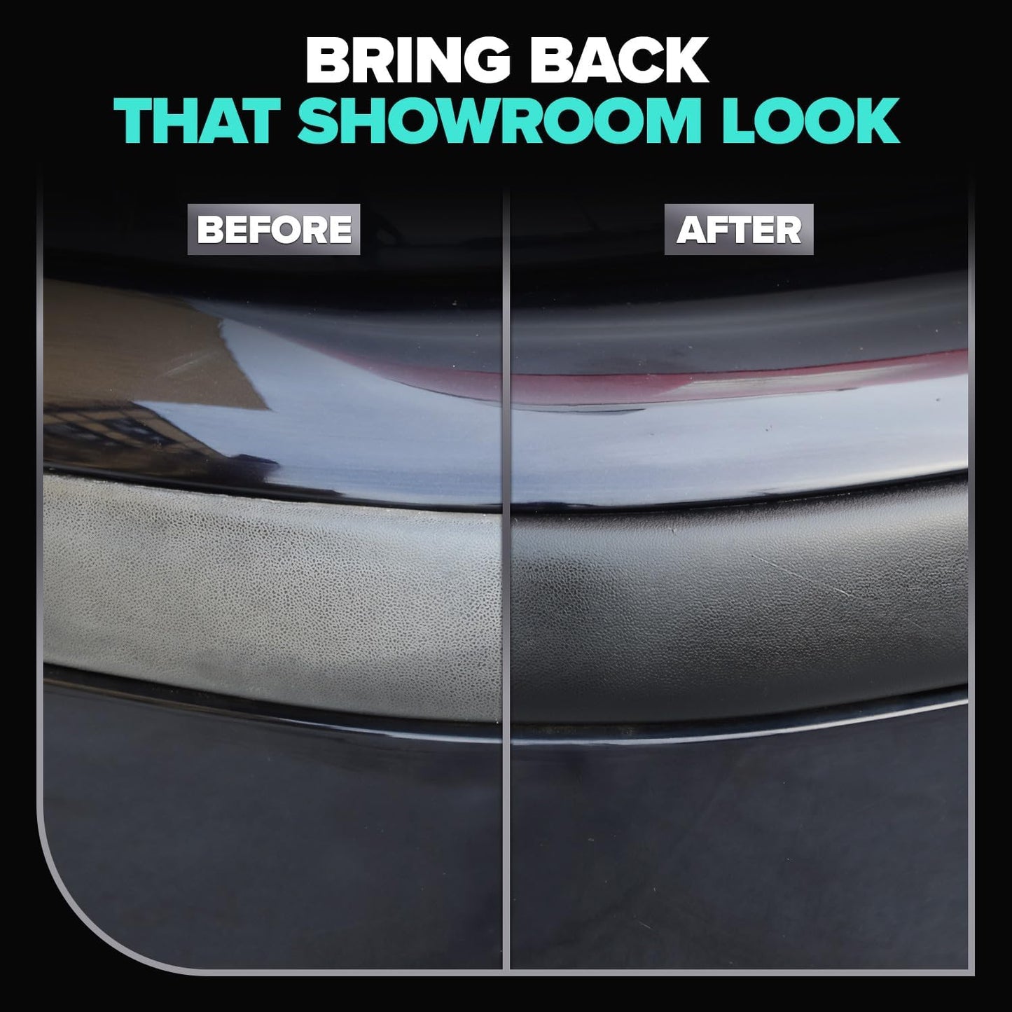 Carfidant Plastic Restorer for Cars – Refreshes Faded Plastic, Vinyl & Rubber Trim with Polish for Deep Shine – Protects Against UV & Dirt – Black Exterior & Interior Care for Detailing - 16 fl. Oz.