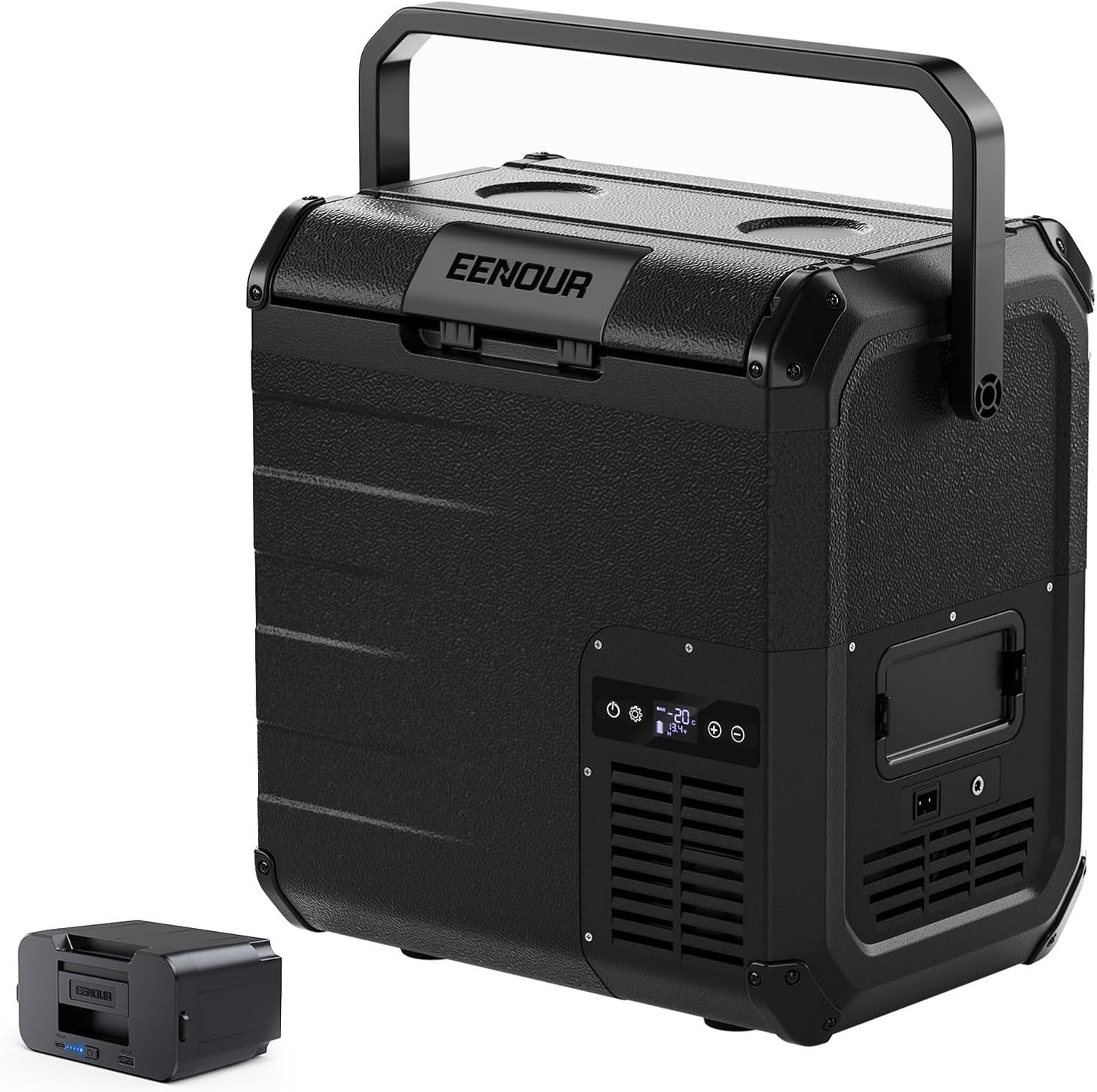 EENOUR D18 19Qt/18L 12V Car Refrigerator with Detachable Battery – Solar/AC/DC Powered Car Freezer, -4℉~50℉, Ultra-Quiet 12/24V Car Fridge for Camping, Road Trips, RV, Truck-Black