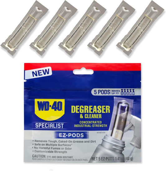 WD-40 Specialist Degreaser and Cleaner EZ-PODS, Customizable Industrial-Strength Concentrate, Multi-Surface Cleaning Solution, Cleans and Degreases BBQ, Patio Cleaner,1-Pack of 5 PODS